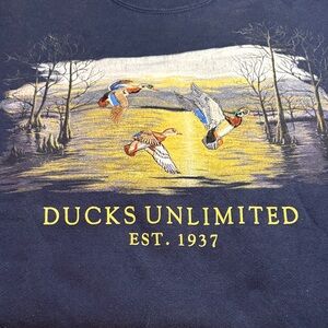 Vntg 90s Ducks Unlimited Large Embroidered Ducks Sweatshirt Nature Outdoor Retro